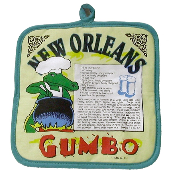 New Orleans Seafood Gumbo 3-Piece Kitchen Towel Oven Mitt and Pot